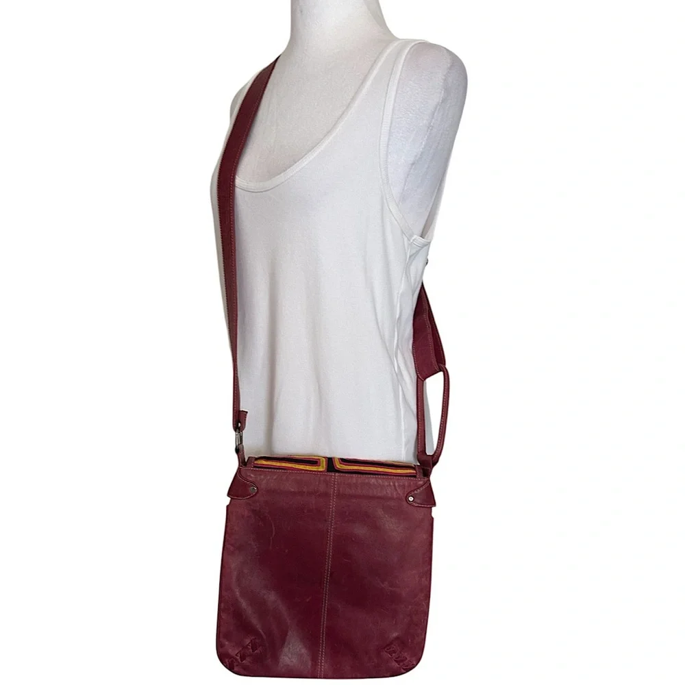 Multicolor Geometric Crossbody Bag Leather Embroidered